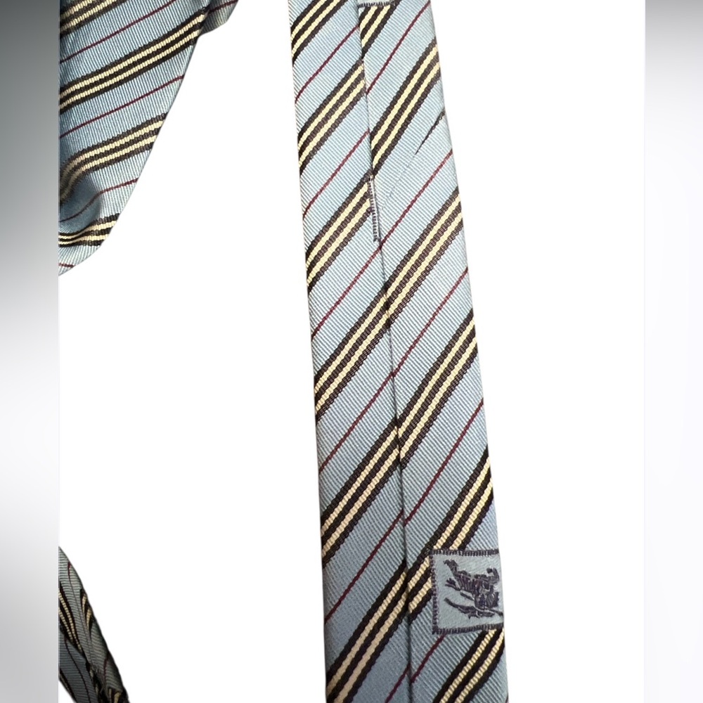 BURBERRY LONDON Made in England Striped Silk Power Tie Blue White +read - Picture 5 of 11